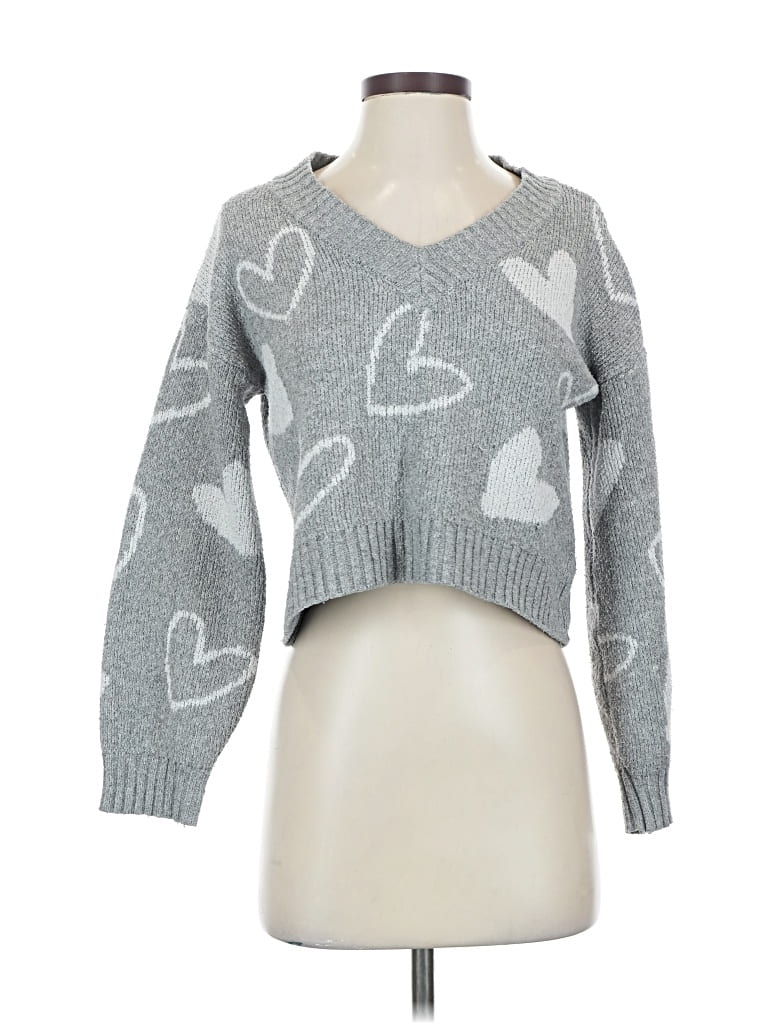 Pre-owned Pink Rose Pullover Sweater In Gray