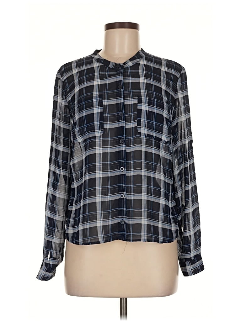 Pre-owned New York And Company Long Sleeve Blouse In Blue