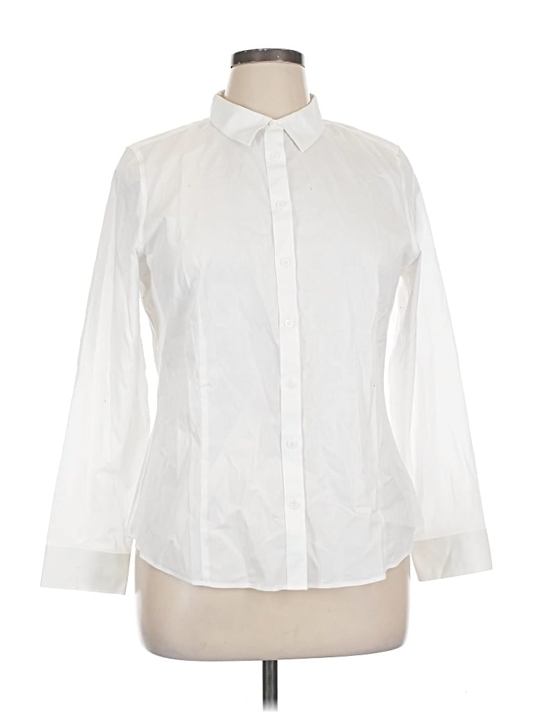Pre-owned Talbots Long Sleeve Button Down Shirt In White