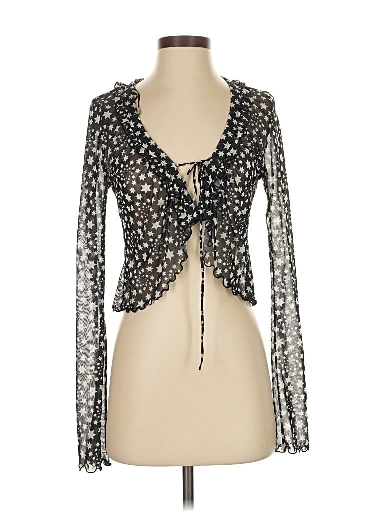 Pre-owned Free People Long Sleeve Blouse In Black