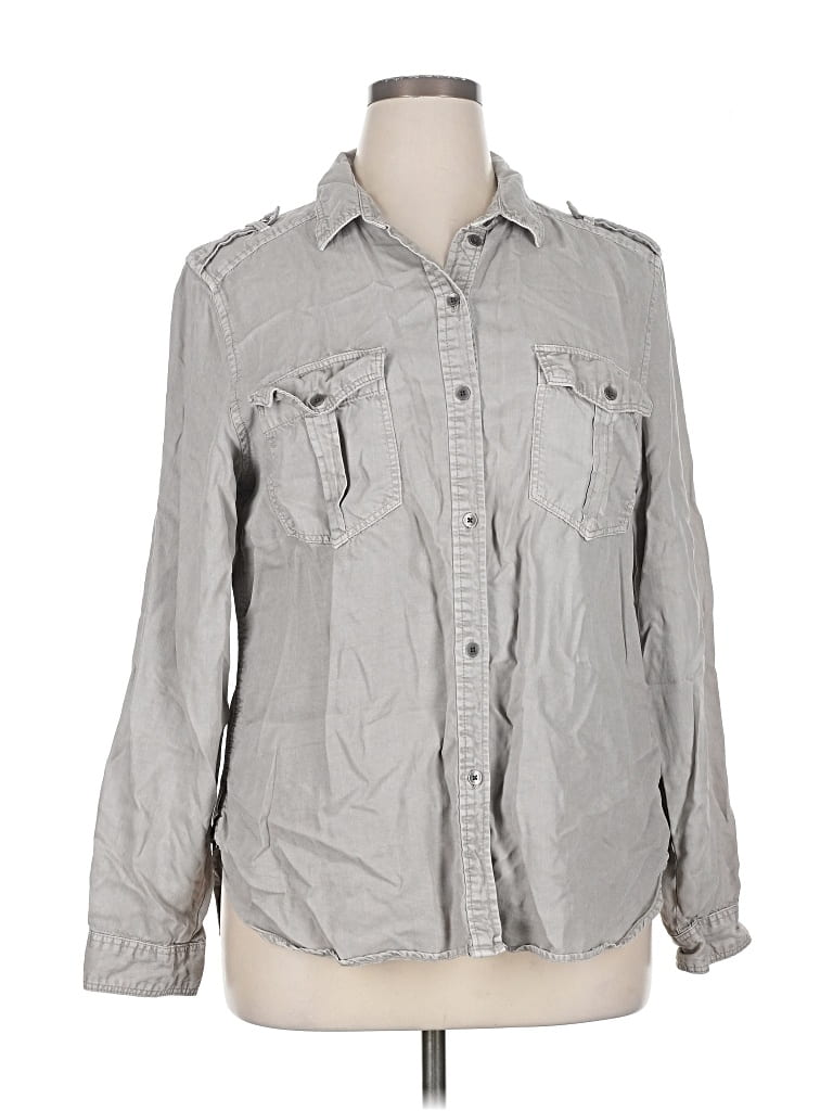 Pre-owned American Eagle Outfitters Long Sleeve Button Down Shirt In Gray