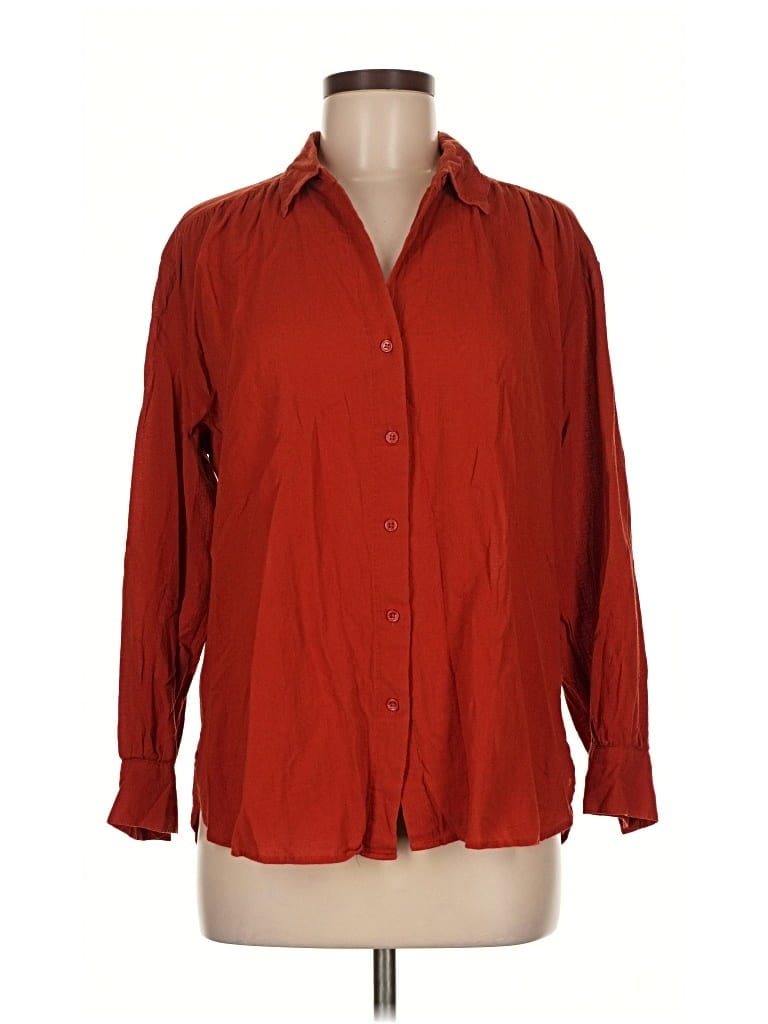 Pre-owned Banana Republic Factory Store Long Sleeve Button Down Shirt In Red