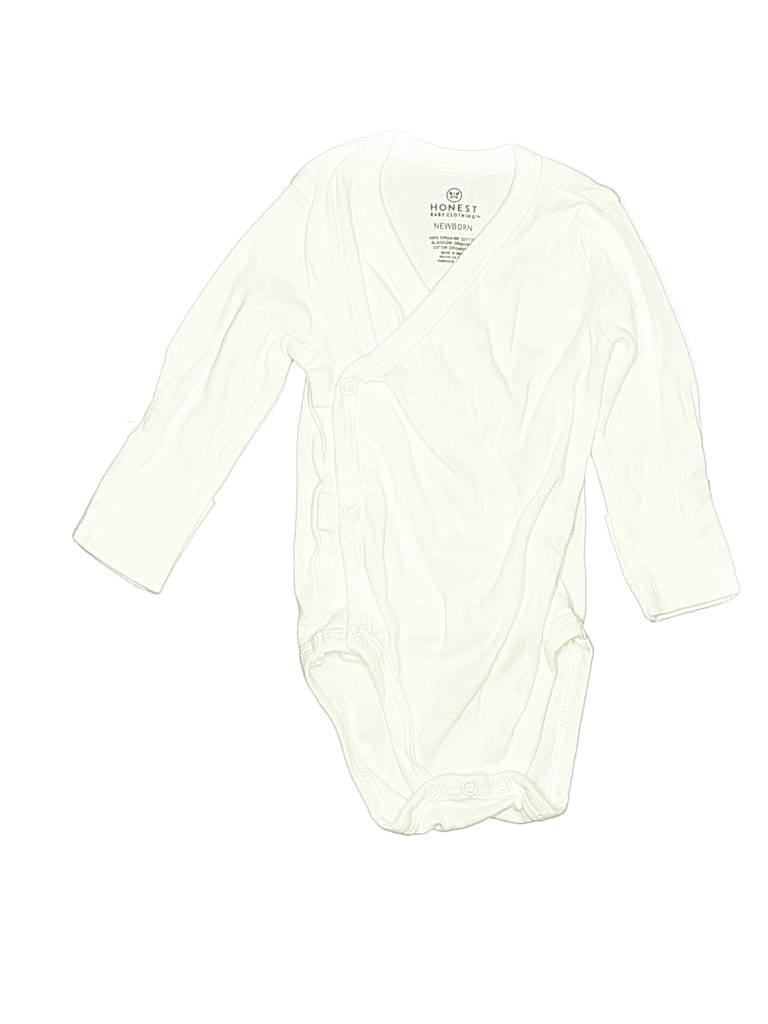 Pre-owned Honest Baby Clothing Babies' Long Sleeve Onesie In White