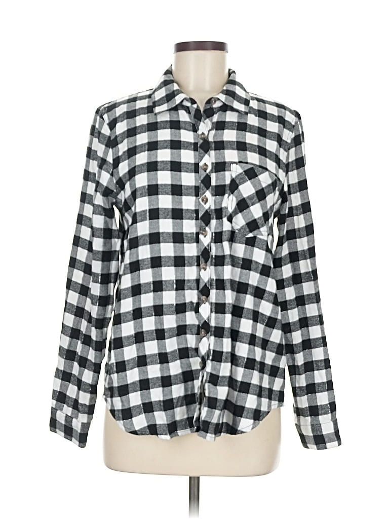 Pre-owned Maurices Long Sleeve Button Down Shirt In Black