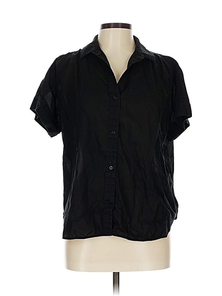 Pre-owned Everlane Short Sleeve Blouse In Black