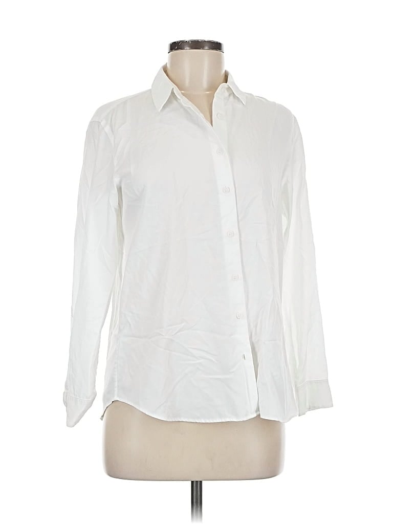Pre-owned Uniqlo Long Sleeve Button Down Shirt In White