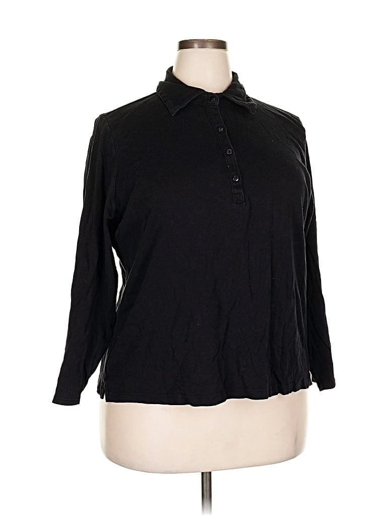 Pre-owned Kate Hill 3/4 Sleeve Button Down Shirt In Black