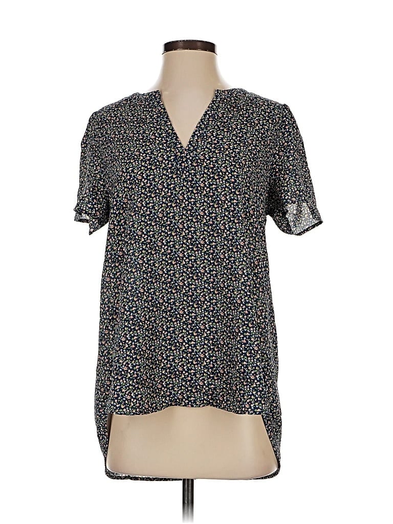 Pre-owned Pleione Short Sleeve Blouse In Black
