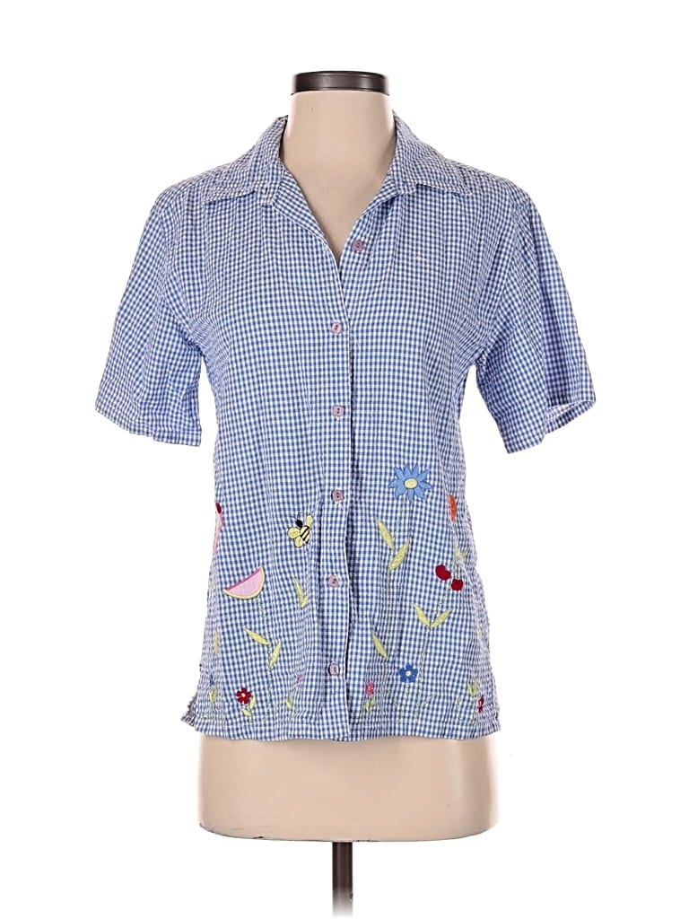 Pre-owned Bobbie Brooks Short Sleeve Blouse In Blue