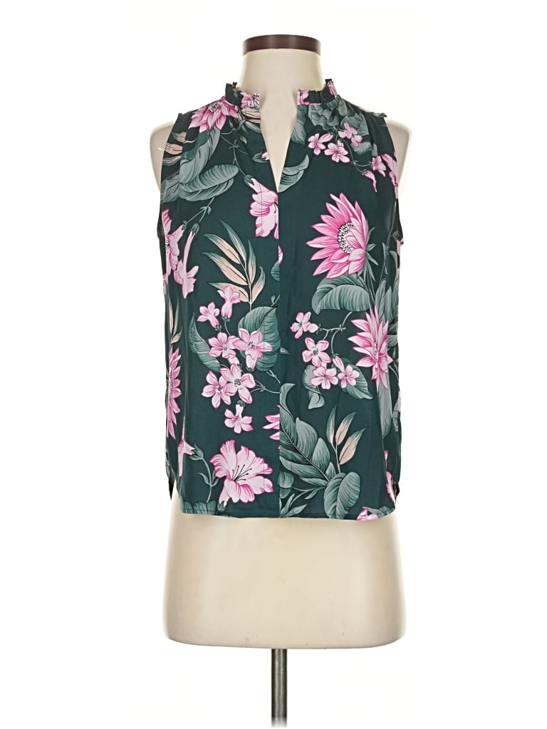 Pre-owned Ann Taylor Sleeveless Blouse In Green