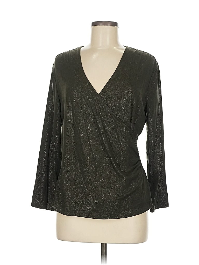 Pre-owned Jones New York Collection Long Sleeve Blouse In Gray