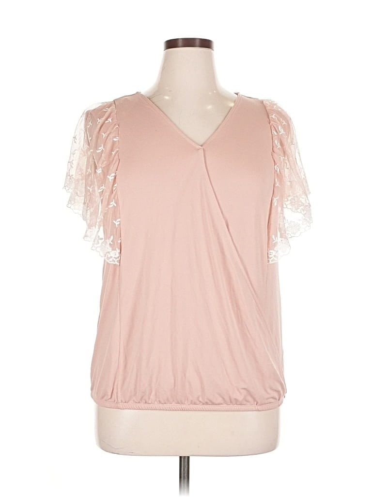 Pre-owned Adrienne Vittadini Short Sleeve Blouse In Pink