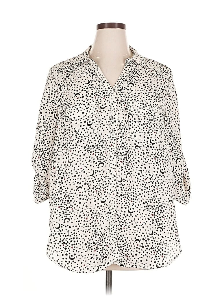 Pre-owned Torrid 3/4 Sleeve Blouse In White