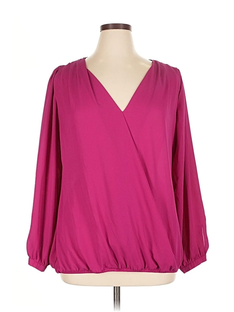 Pre-owned City Chic Long Sleeve Blouse In Pink