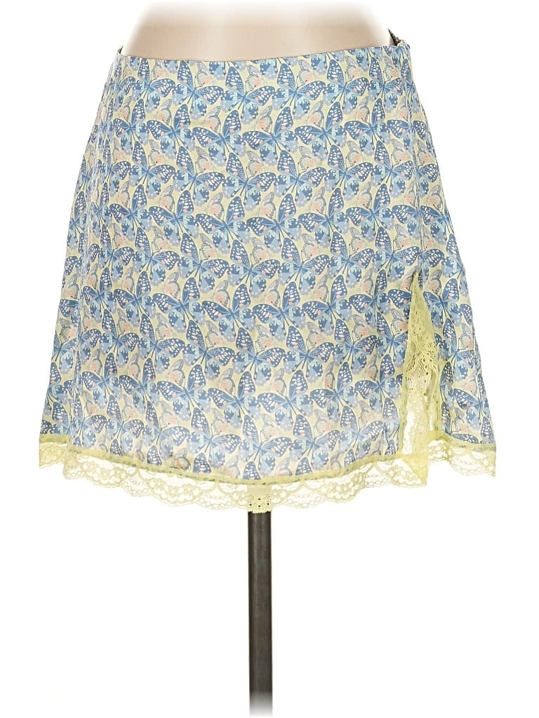 Pre-owned Frankies Bikinis Silk Skirt In Blue