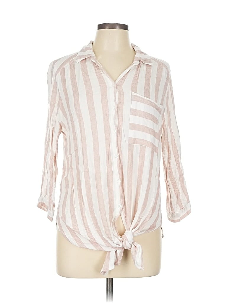 Pre-owned Assorted Brands 3/4 Sleeve Button Down Shirt In Pink