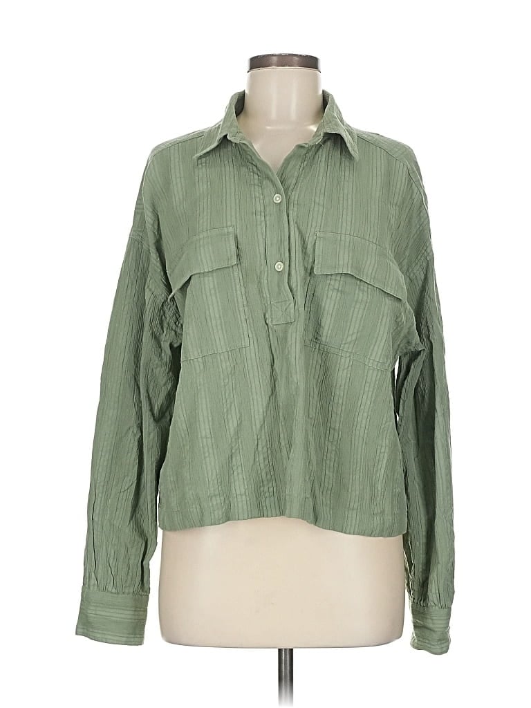 Pre-owned Lou & Grey Long Sleeve Blouse In Green
