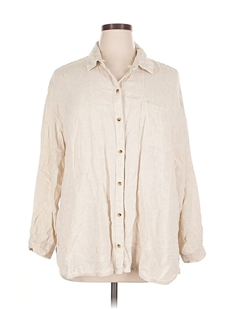 Pre-owned Old Navy Long Sleeve Button Down Shirt In Brown