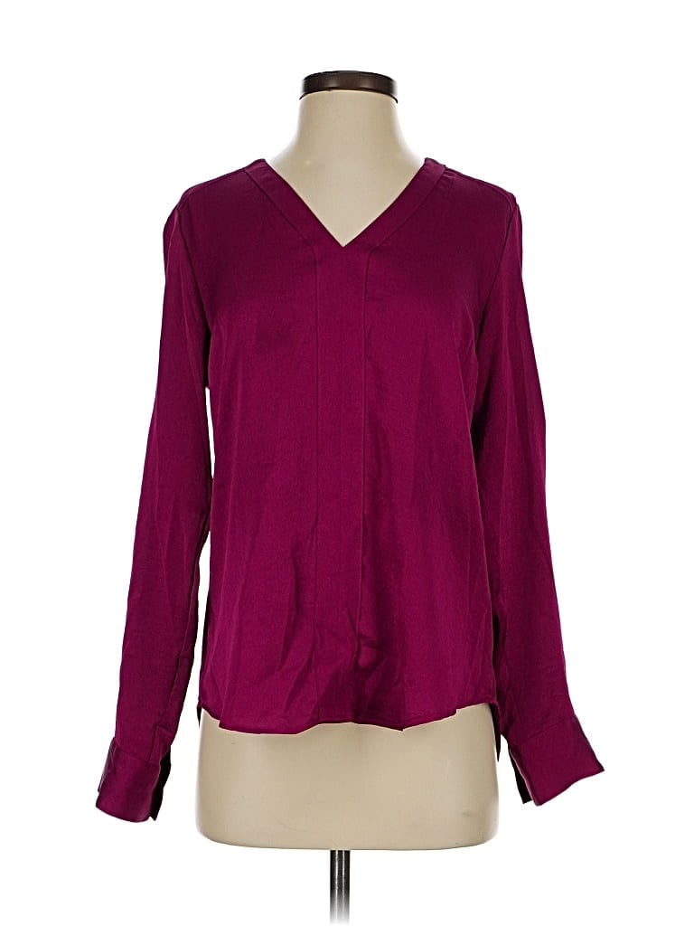 Pre-owned Express Long Sleeve Blouse In Burgundy