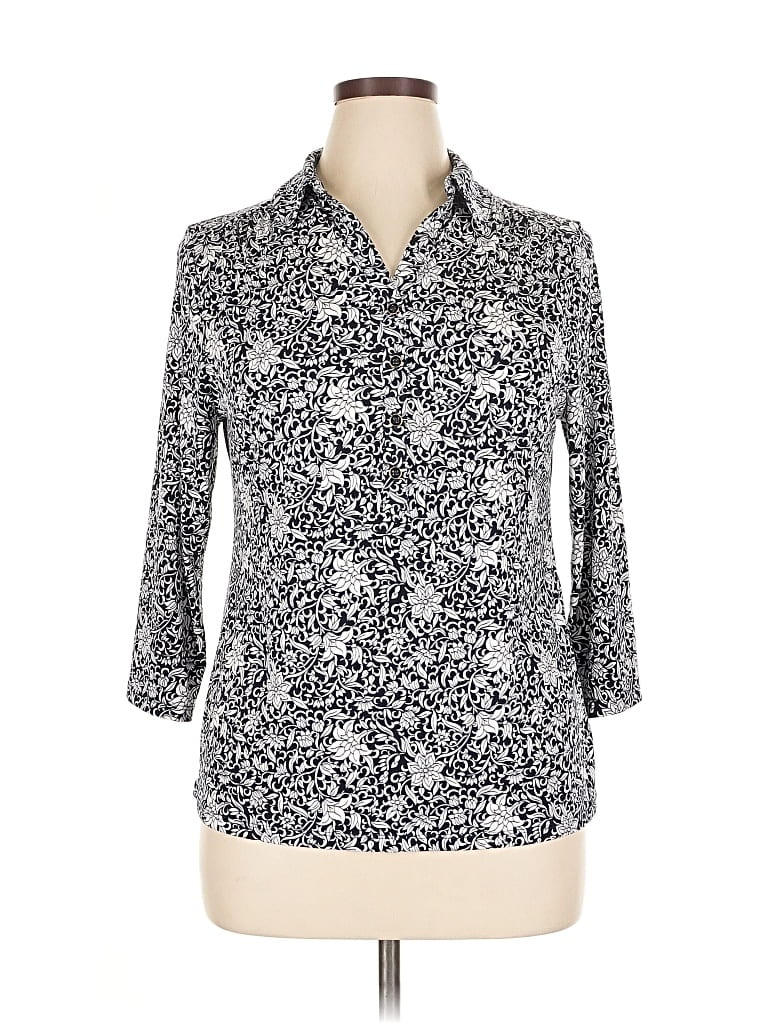 Pre-owned Charter Club 3/4 Sleeve Blouse In Silver