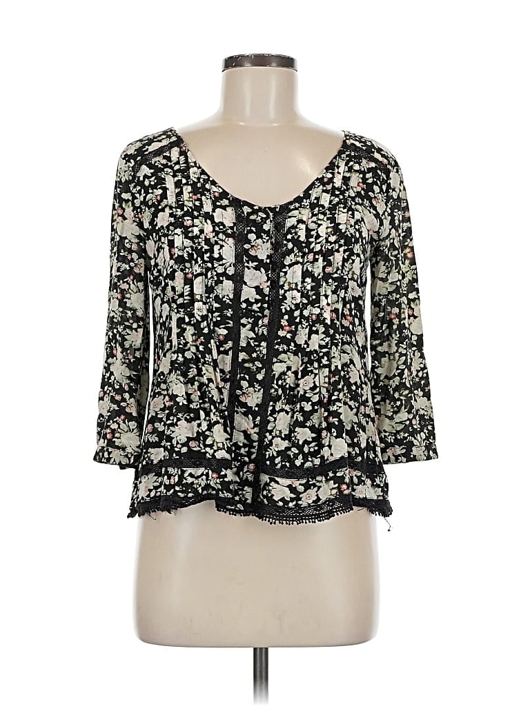 Pre-owned Maeve 3/4 Sleeve Blouse In Black