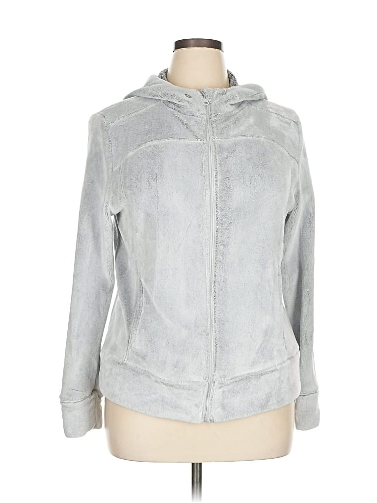 Pre-owned Adrienne Vittadini Zip Up Hoodie In Silver
