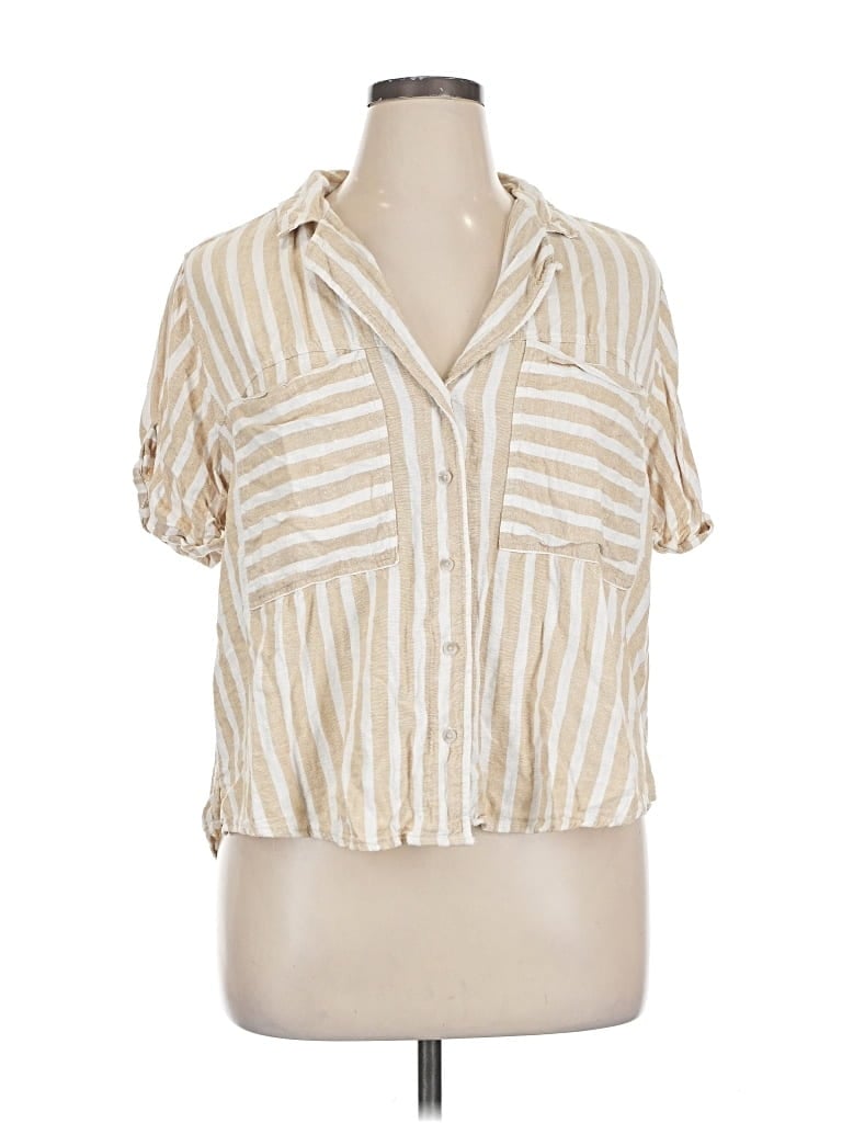 Pre-owned Universal Thread Short Sleeve Blouse In White