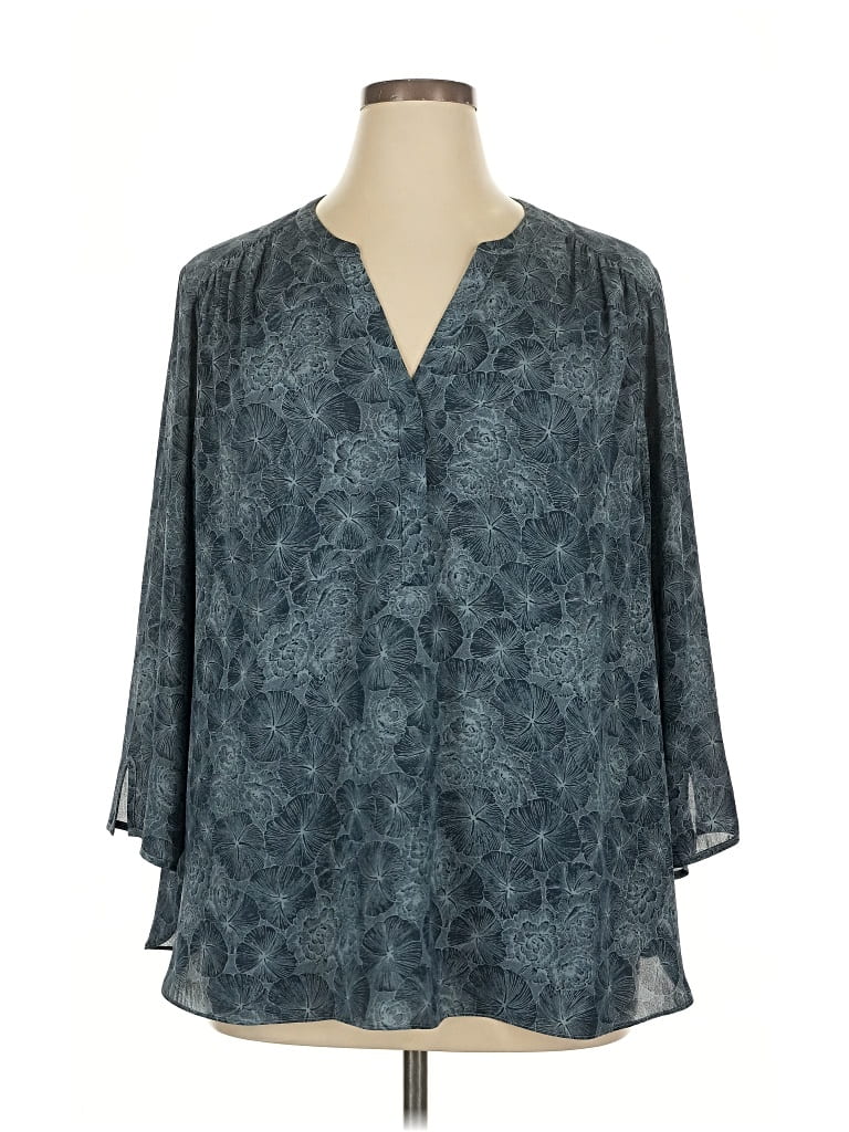 Pre-owned Nydj 3/4 Sleeve Blouse In Gray