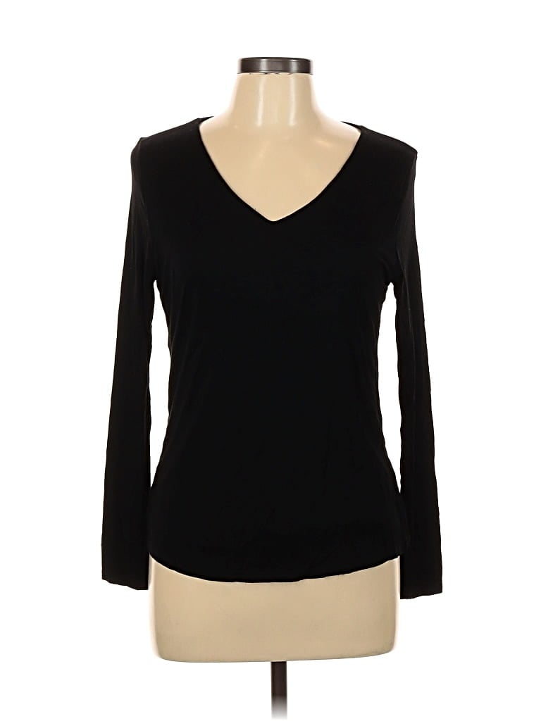 Pre-owned Grace & Lace Long Sleeve Top Black V Neck Tops