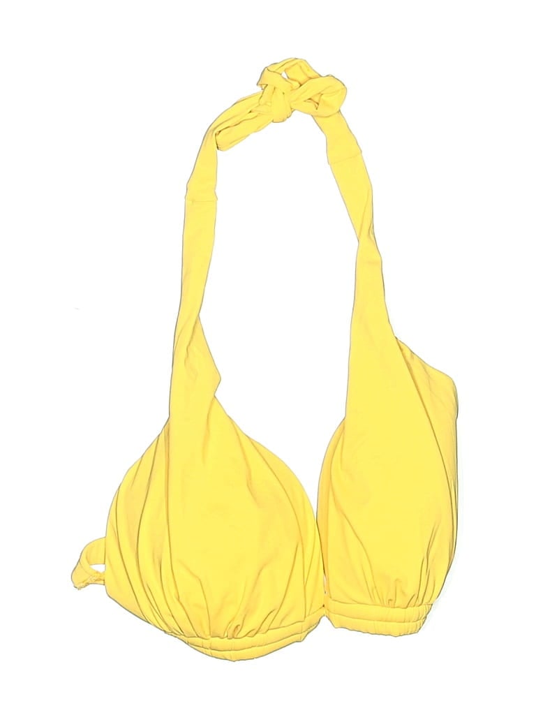 Pre-owned Sunsets Swimsuit Top Yellow Solid Pattern Swimwear