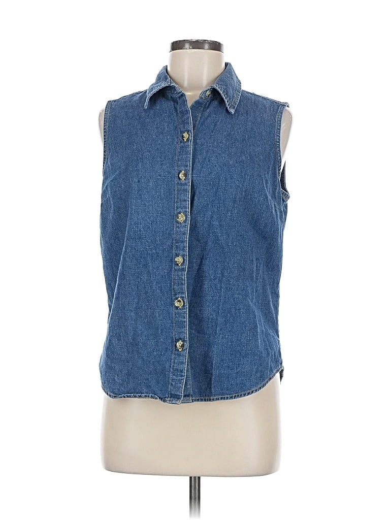 Pre-owned Cherokee Sleeveless Button Down Shirt In Blue