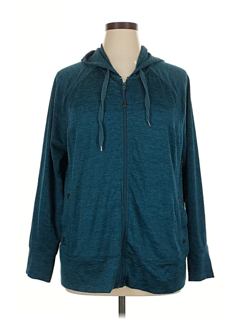 Pre-owned T By Talbots Zip Up Hoodie In Blue