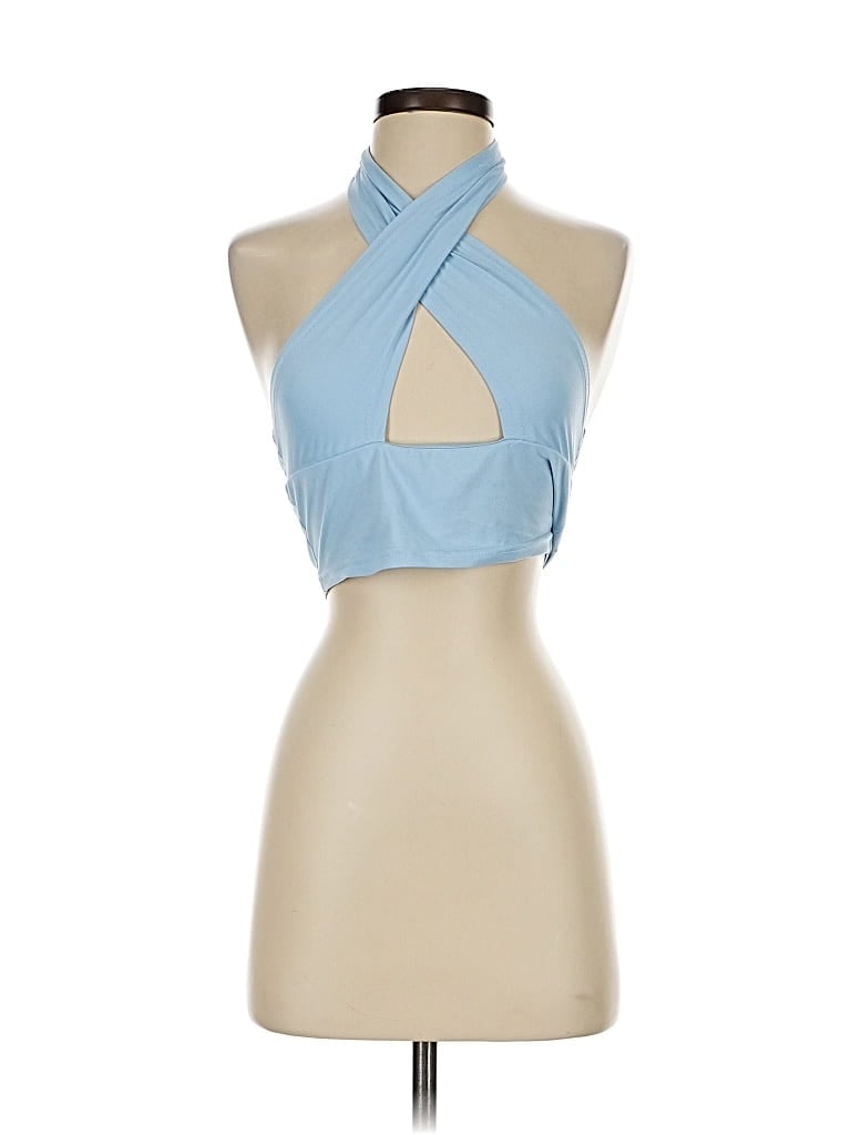 Pre-owned Blush Sleeveless Blouse In Blue