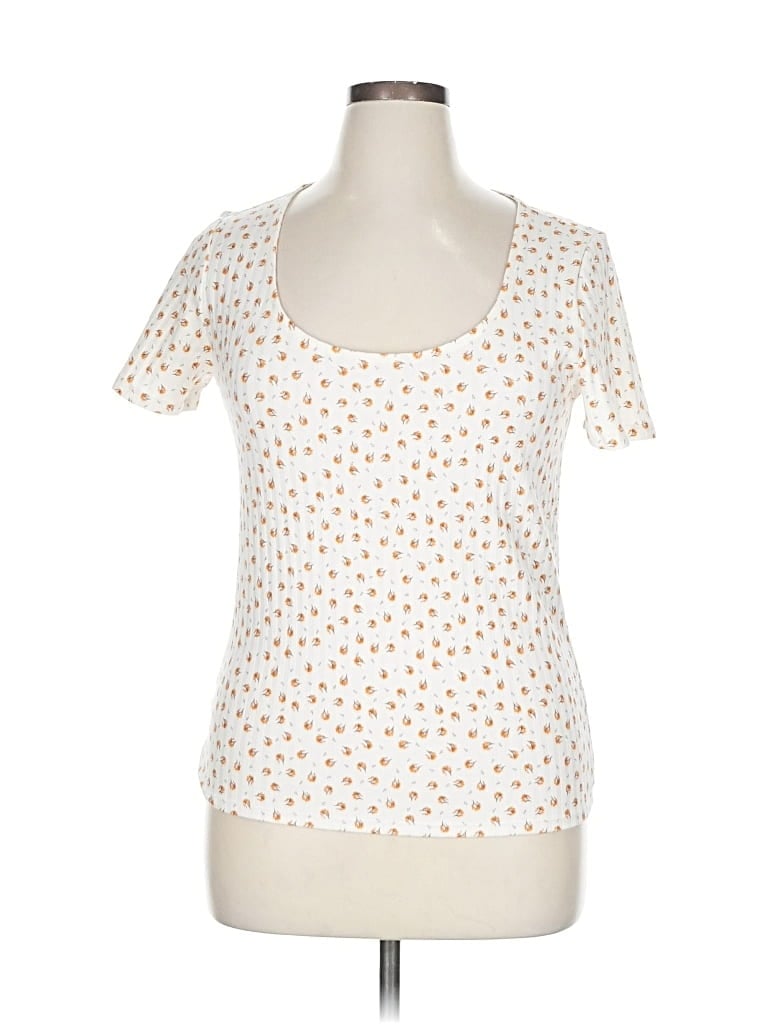 Pre-owned Ann Taylor Loft Short Sleeve T-shirt In White