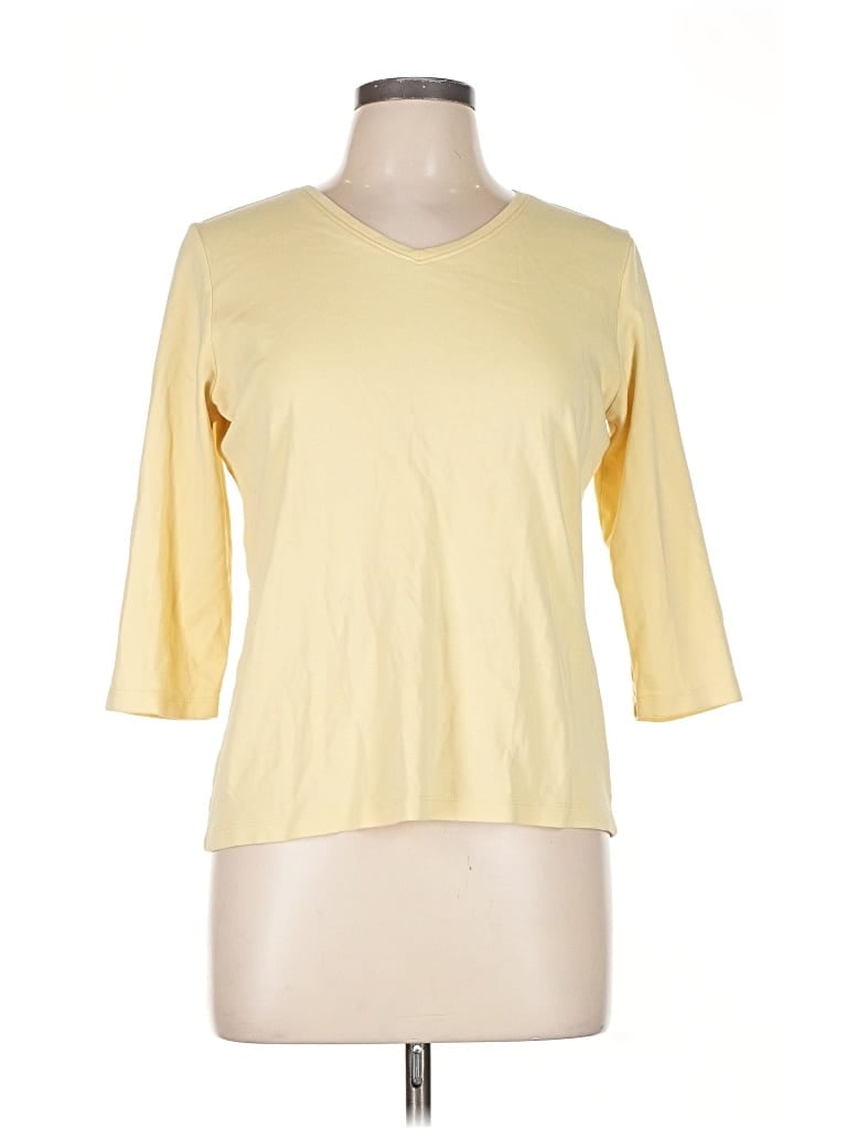 Pre-owned L.l.bean 3/4 Sleeve T-shirt In Yellow