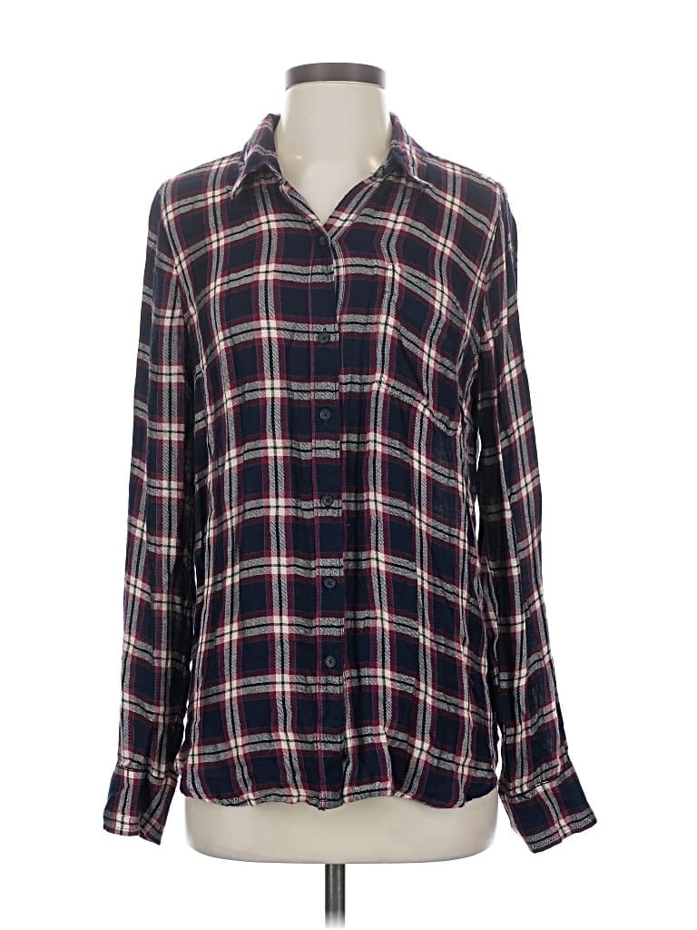 Pre-owned Lucky Brand Long Sleeve Blouse In Blue