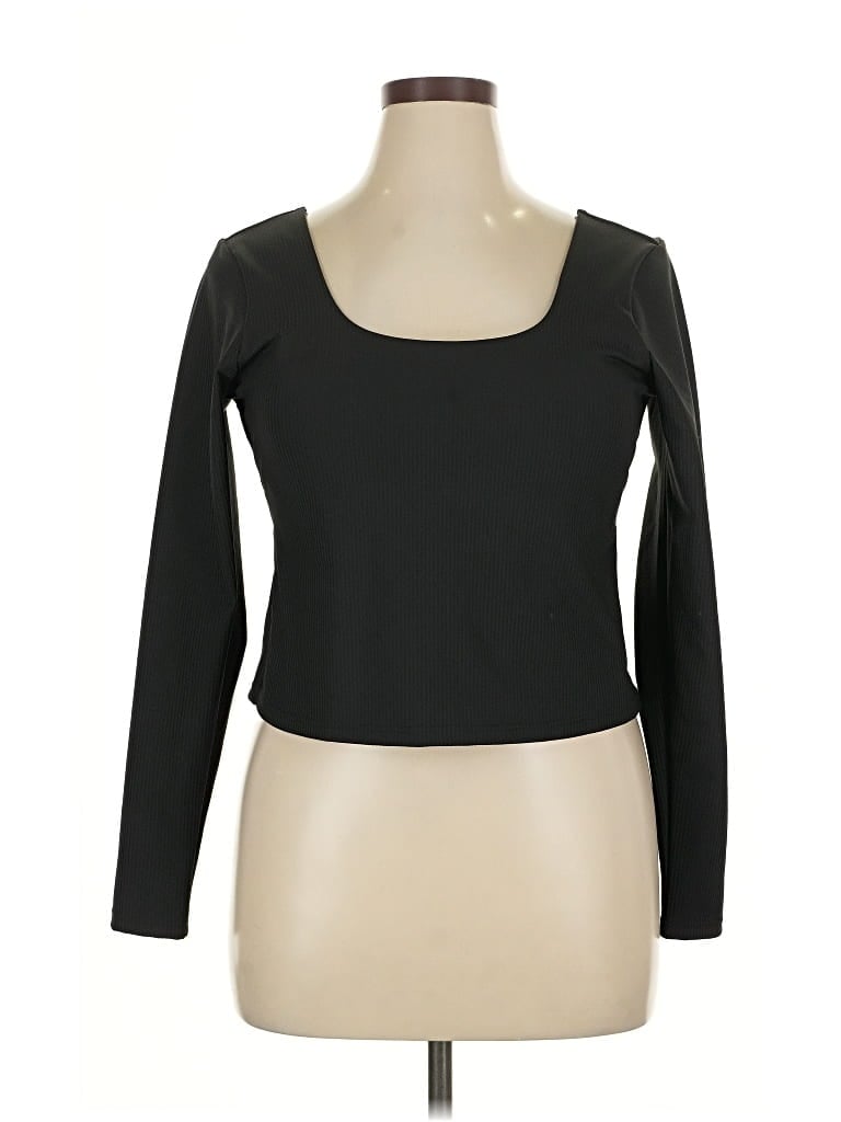 Pre-owned Fabletics Long Sleeve Top Black Square Neckline Tops