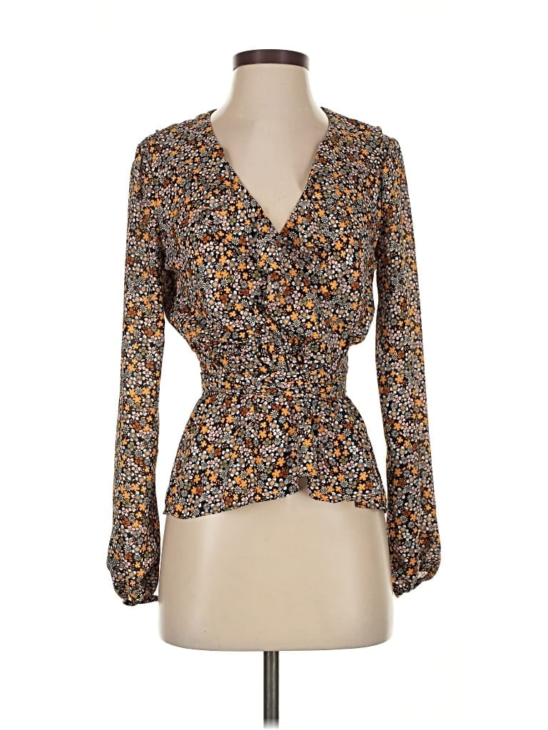 Pre-owned Max Studio Long Sleeve Blouse In Brown