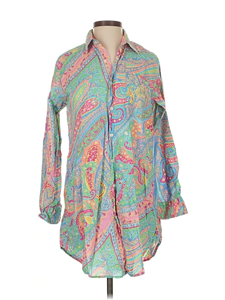 Pre-owned Polo Ralph Lauren 3/4 Sleeve Button Down Shirt In Blue