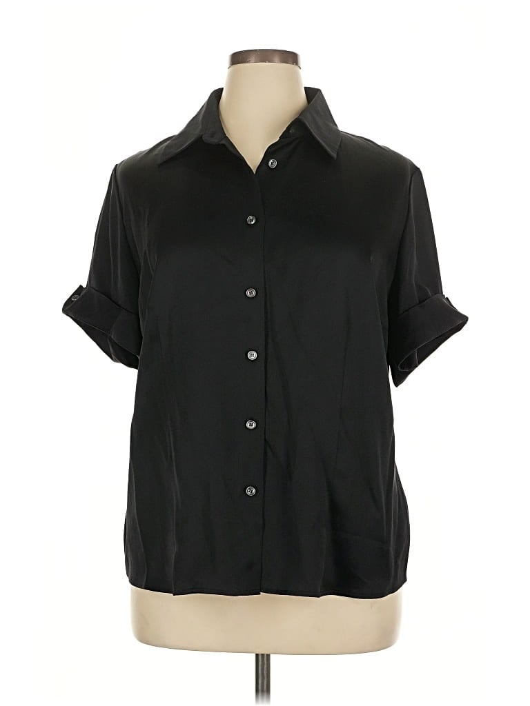 Dana Buchman Short Sleeve Blouse In Black