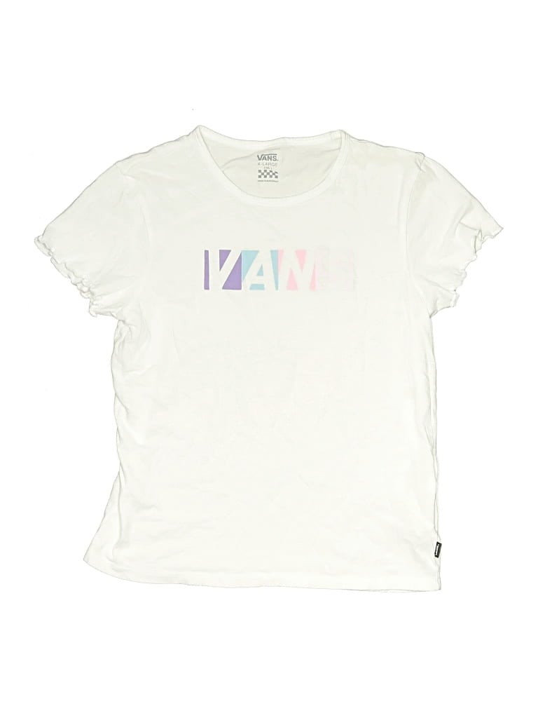 Pre-owned Vans Kids' Short Sleeve Top Ivory Crew Neck Tops In White