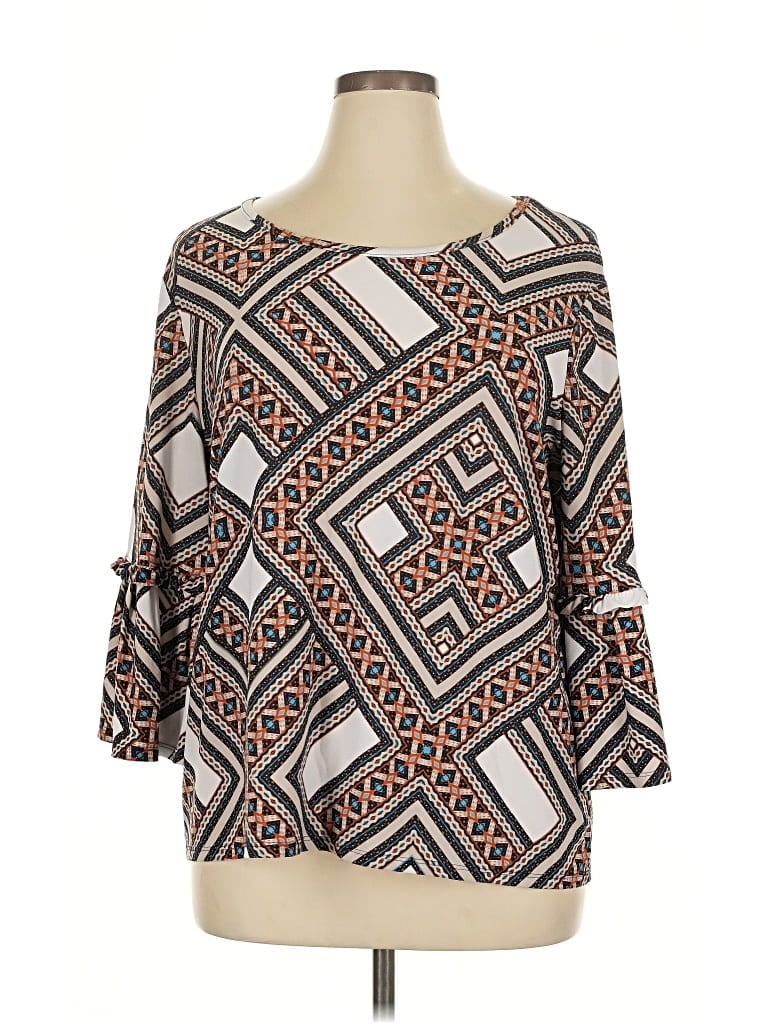 Pre-owned Chico's 3/4 Sleeve Blouse In Brown