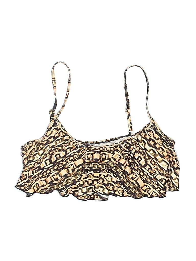 Pre-owned Gianni Bini Swimsuit Top Tan Animal Print Pattern Swimwear In Brown