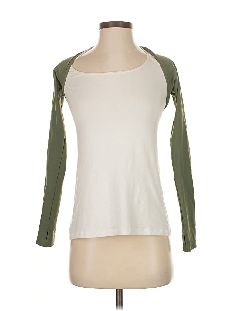 Pre-owned Weworewhat Long Sleeve Top Ivory Scoop Neck Tops In White