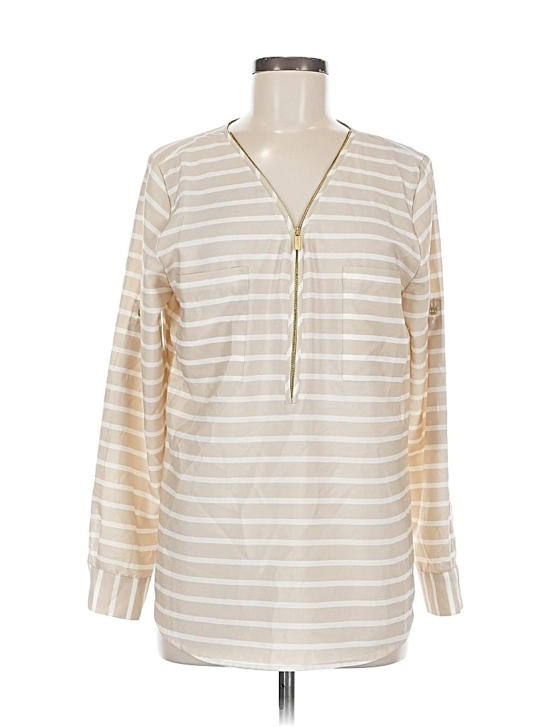 Pre-owned Calvin Klein Long Sleeve Blouse In White