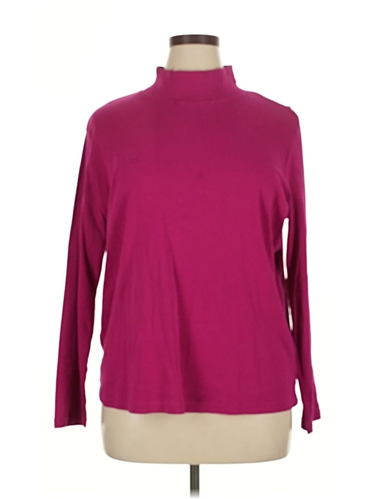 Pre-owned Jones New York Signature Long Sleeve Turtleneck In Burgundy