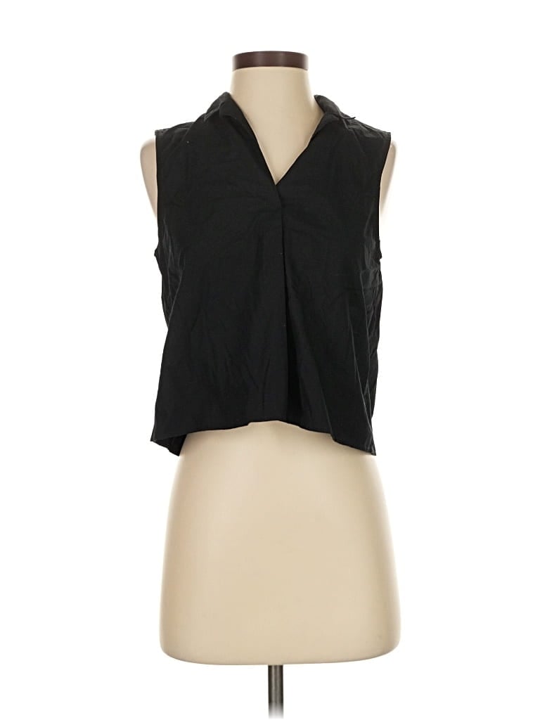 Pre-owned Banana Republic Factory Store Sleeveless Button Down Shirt In Black