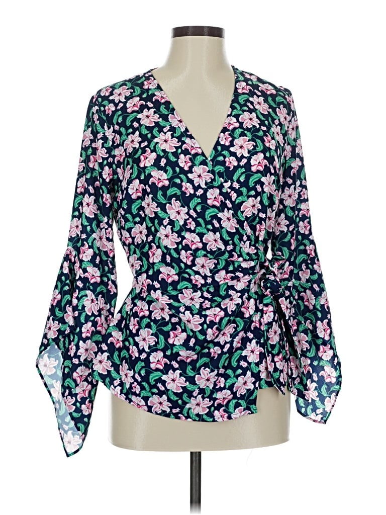 Pre-owned Betabrand 3/4 Sleeve Blouse In Blue