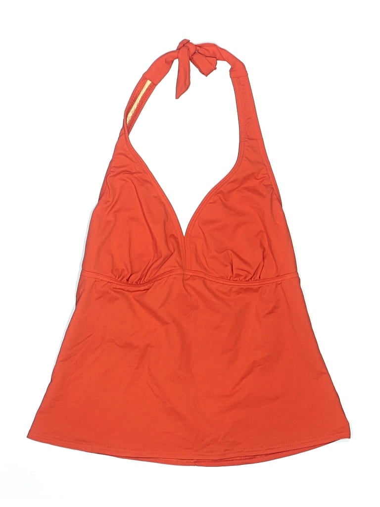 Pre-owned Lands' End Swimsuit Top Orange Solid Pattern Swimwear