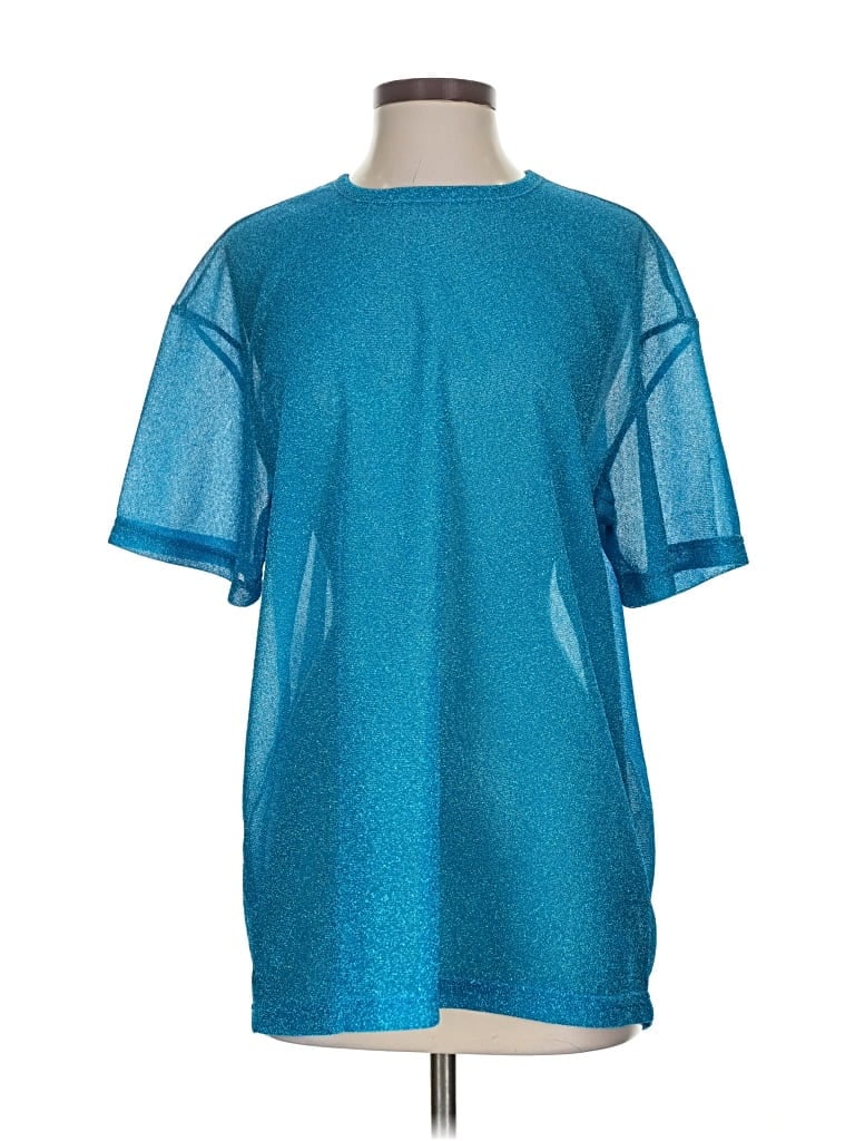 Pre-owned Cynthia Rowley Tjx Short Sleeve Top Teal Crew Neck Tops In Blue